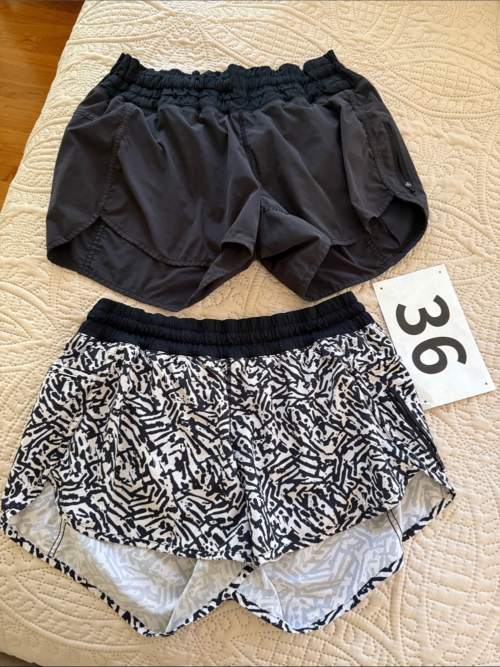 lululemon athletica Black Solid and Black-White Pattern Women's Athletic Shorts